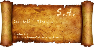 Simkó Aletta névjegykártya