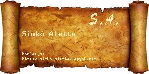 Simkó Aletta névjegykártya